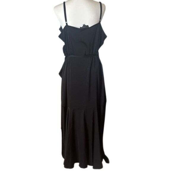 Eloquii True Wrap Dress RufFle Strapy Size 16 Plunge Neck High Low Satin Fairy - Picture 6 of 8